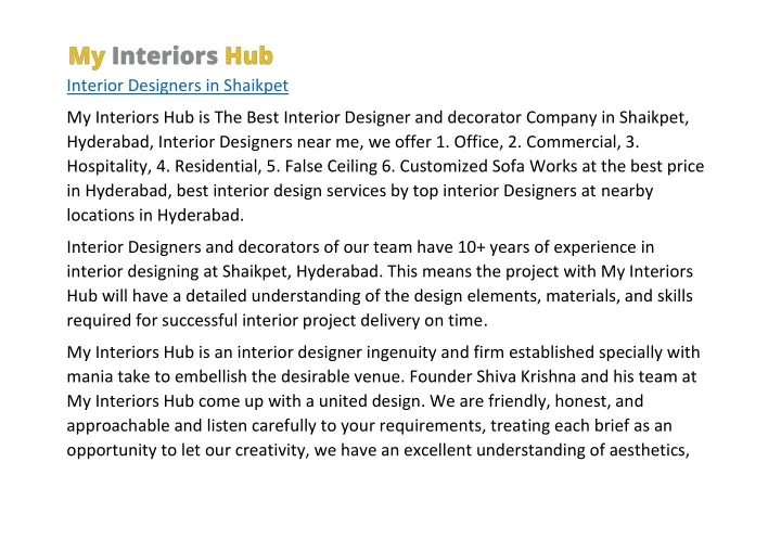 interior designers in shaikpet