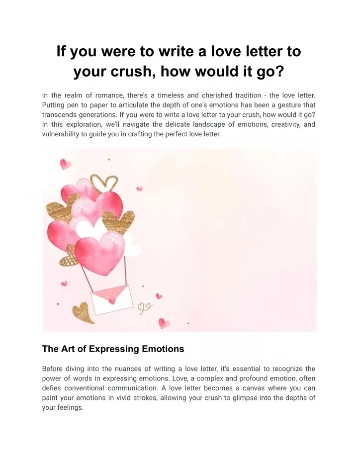 PPT If You Were To Write A Love Letter To Your Crush How Would It Go 