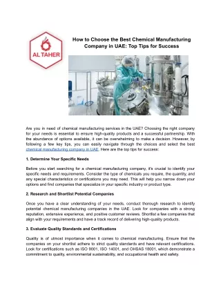 How to Choose the Best Chemical Manufacturing Company in UAE_ Top Tips for Success