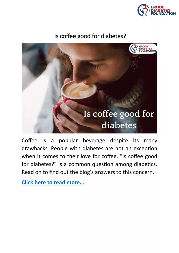 is coffee good for diabetes is coffee good