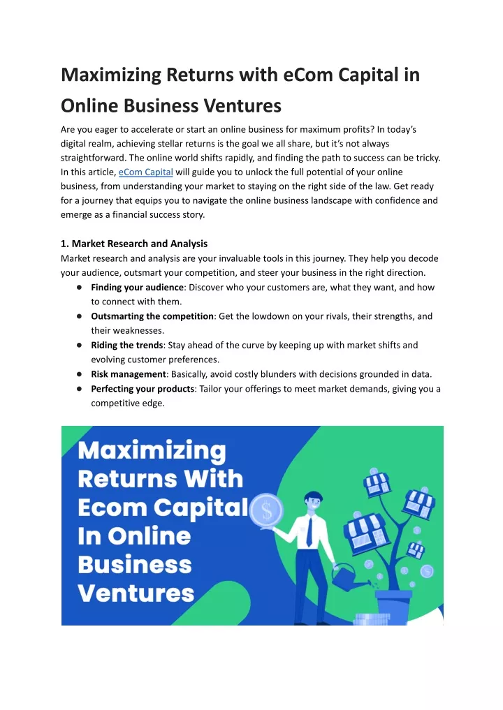 maximizing returns with ecom capital in online