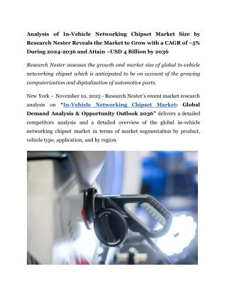 analysis of in vehicle networking chipset market