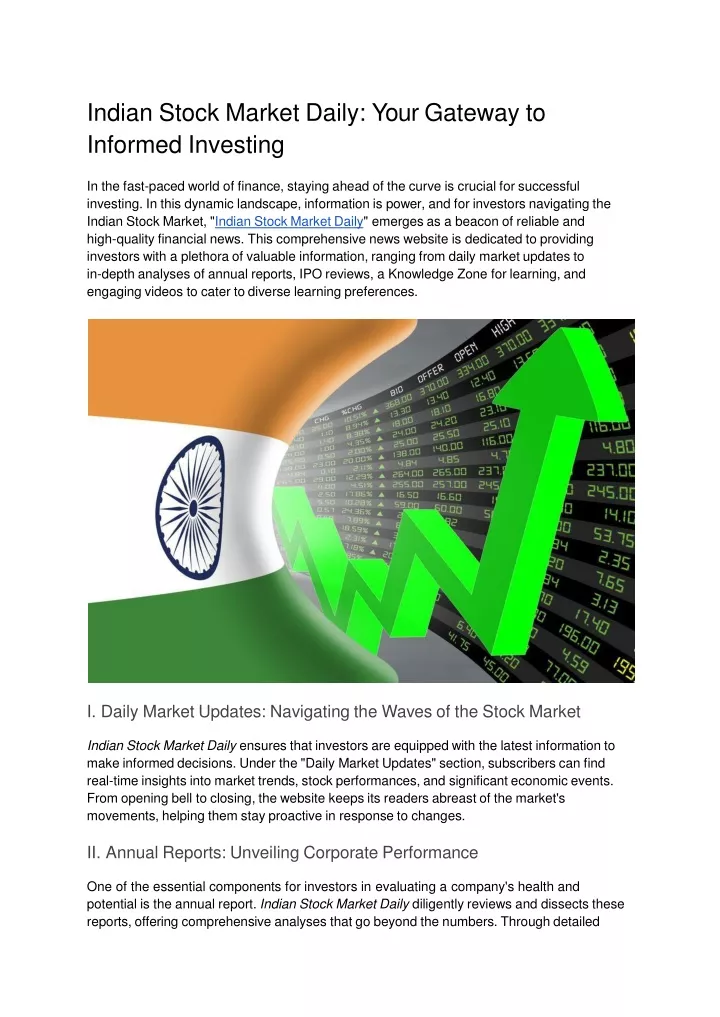 indian stock market daily your gateway