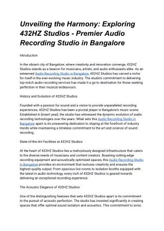 Audio Recording Studio in Bangalore