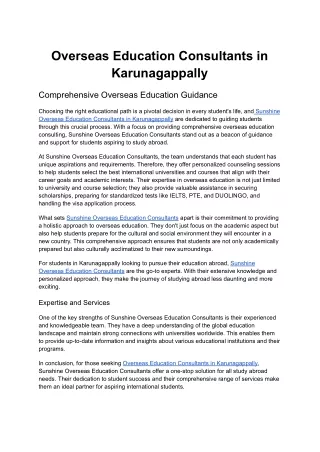 Overseas Education Consultants in Karunagappally