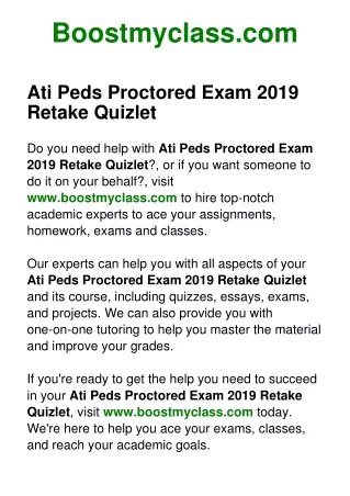 Ati Peds Proctored Exam 2019 Retake Quizlet
