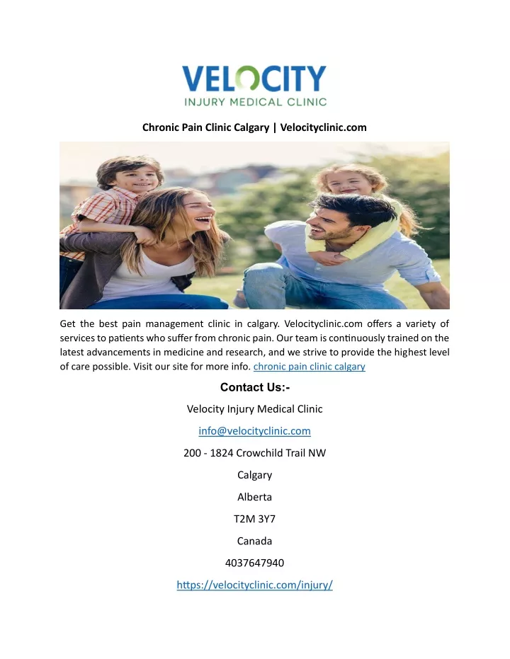 chronic pain clinic calgary velocityclinic com