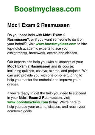 Mdc1 Exam 2 Rasmussen