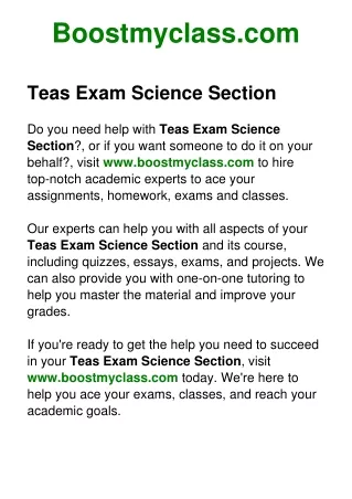 Teas Exam Science Section