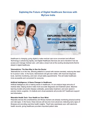 Digital Healthcare Service | MyCare India