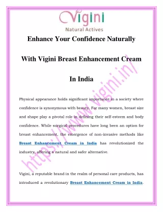 Breast Enhancement Cream in India | Call-8130095129 | Vigini