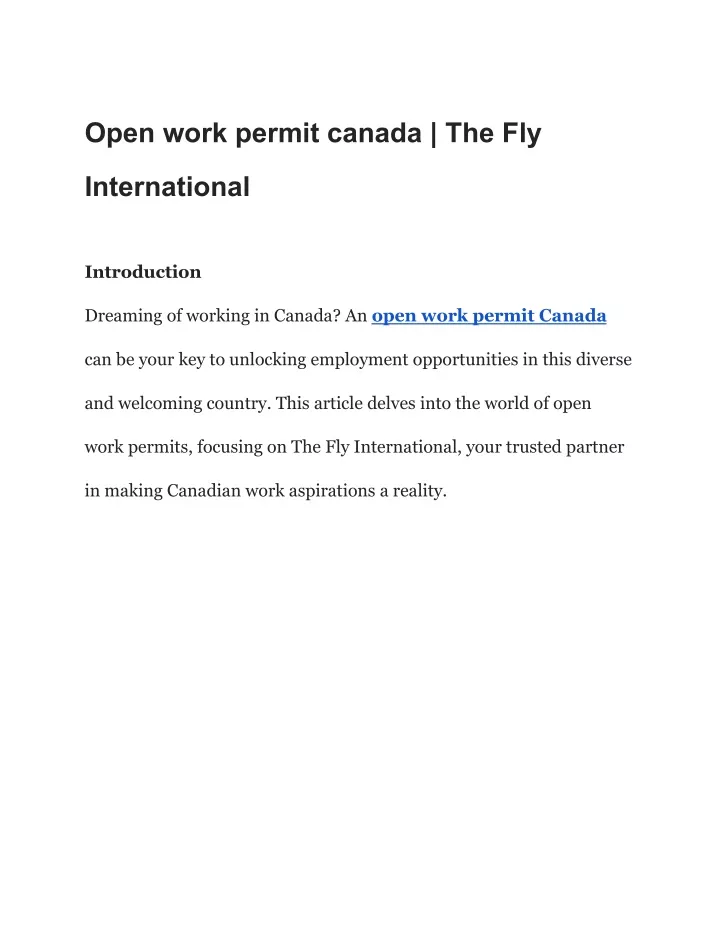 open work permit canada the fly