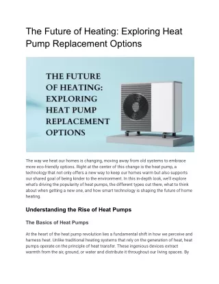 Future Of Heating: Exploring Heat Pump Replacement Options