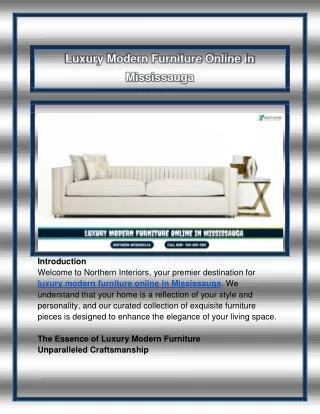 Luxury Modern Furniture Online in Mississauga