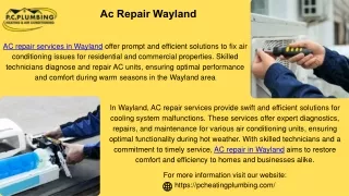 PC Plumbing Wayland | AC Repair Wayland