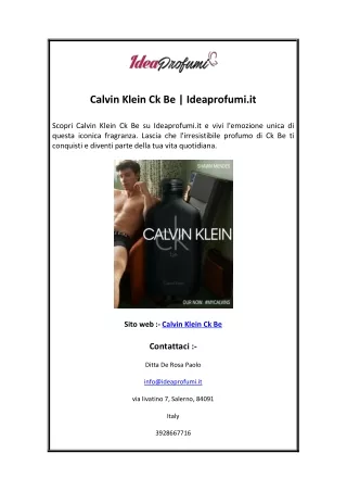Calvin Klein Ck Be | Ideaprofumi.it