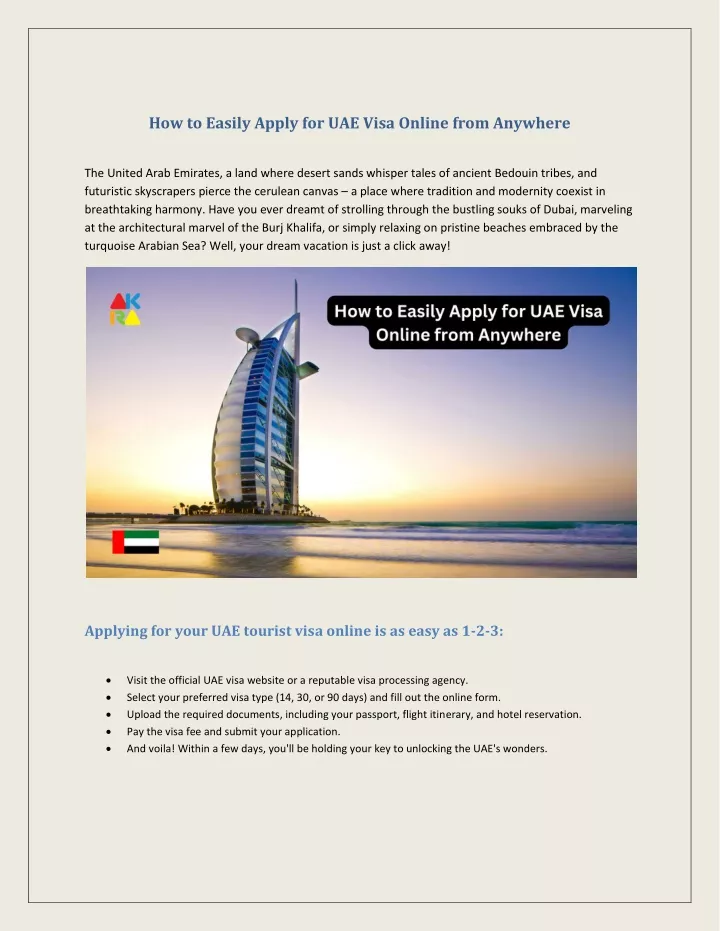 how to easily apply for uae visa online from