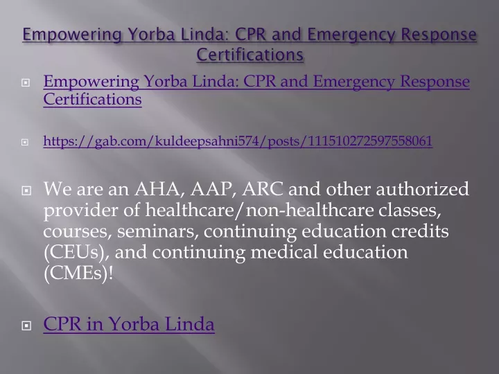 empowering yorba linda cpr and emergency response certifications