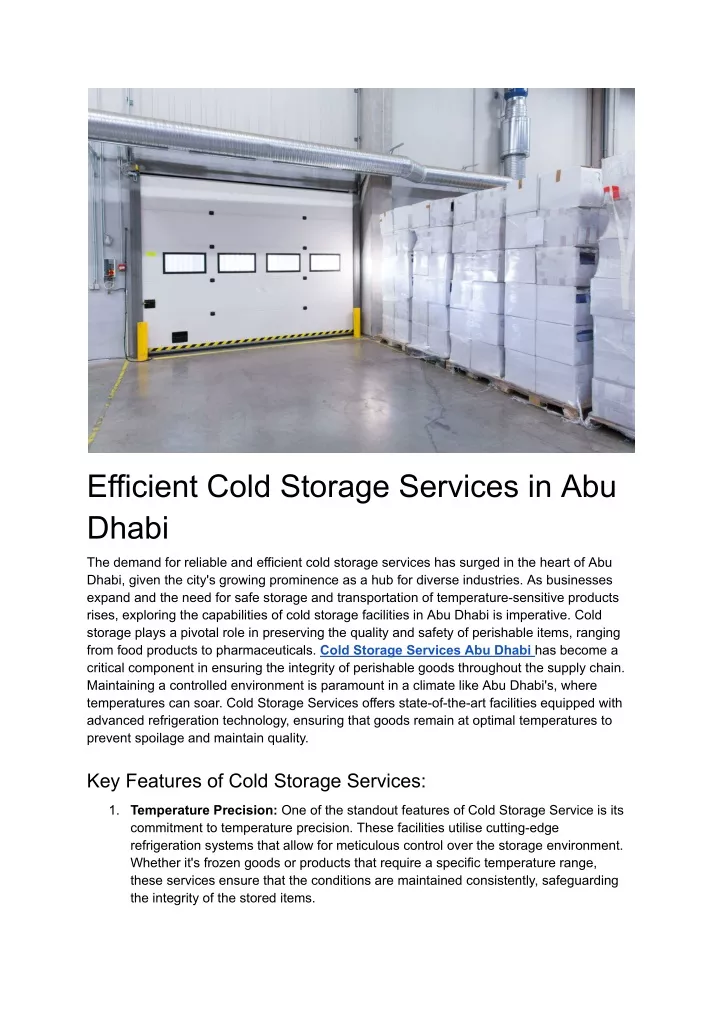 efficient cold storage services in abu dhabi