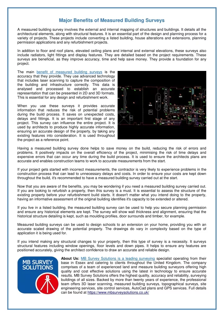 major benefits of measured building surveys