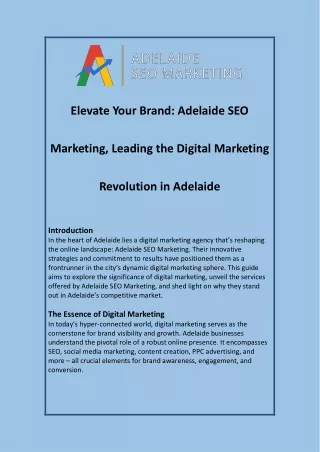 Digital Marketing Agency in Adelaide by Adelaide SEO Marketing