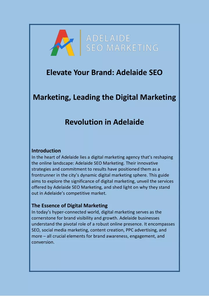 elevate your brand adelaide seo