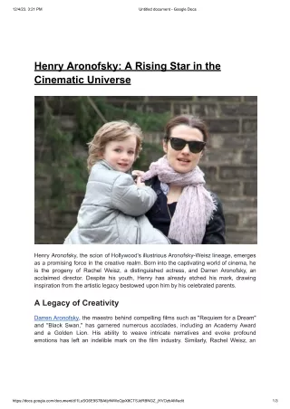 Henry Aronofsky-A Rising Star in the Cinematic Universe