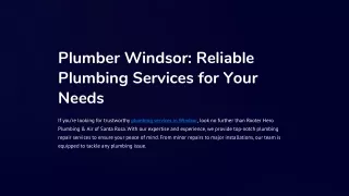 Plumber Windsor Reliable Plumbing Services for Your Needs
