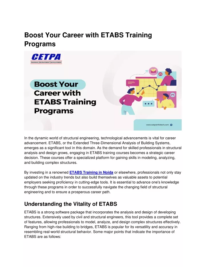 boost your career with etabs training programs