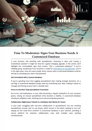 Time To Modernize: Signs Your Business Needs A Customized Database