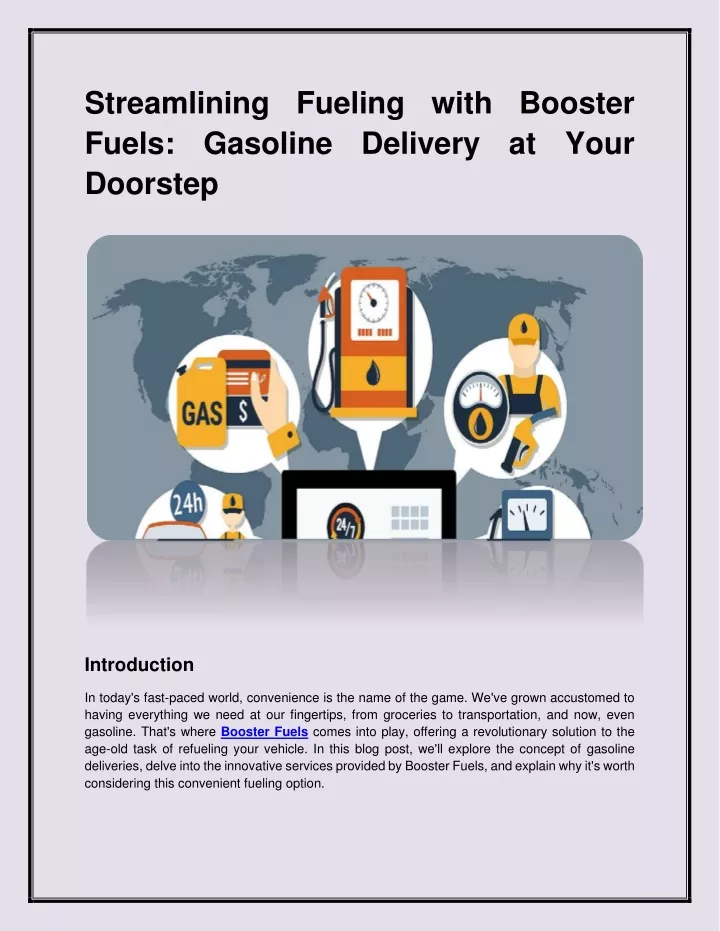 streamlining fueling with booster fuels gasoline