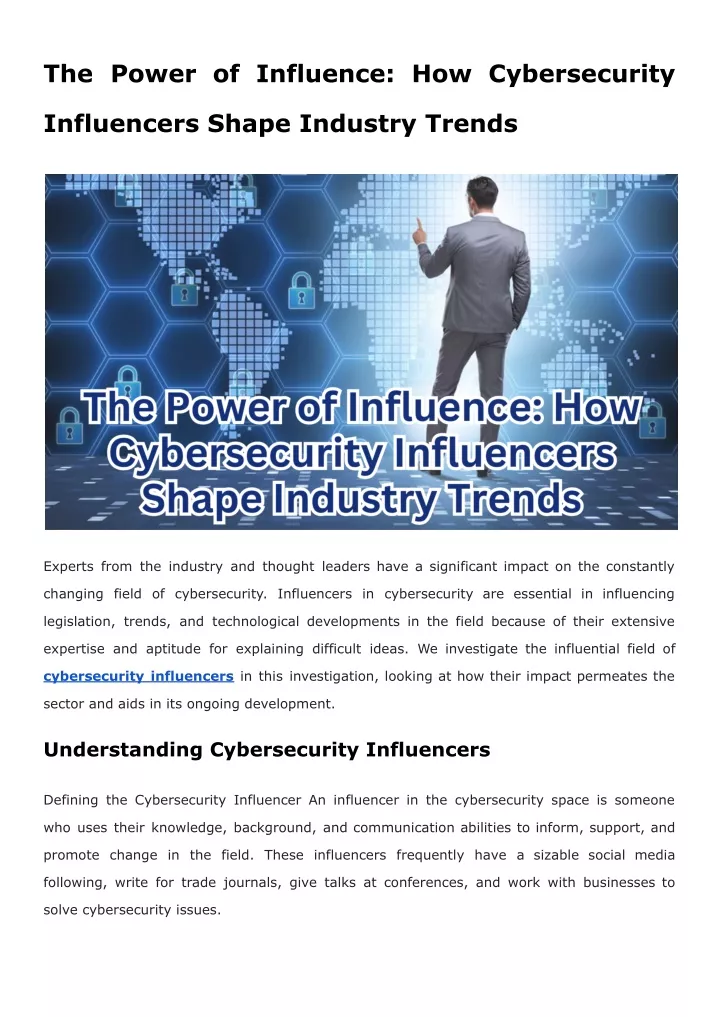 the power of influence how cybersecurity