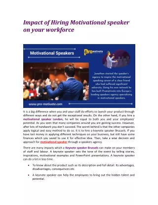 Impact of Hiring Motivational speaker on your workforce