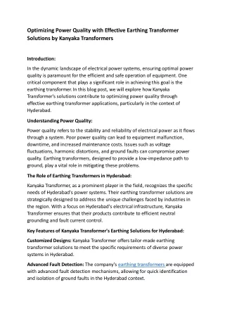 optimizing power quality with effective earthing