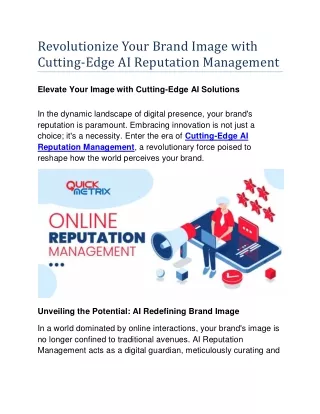Revolutionize Your Brand Image with Cutting-Edge AI Reputation Management