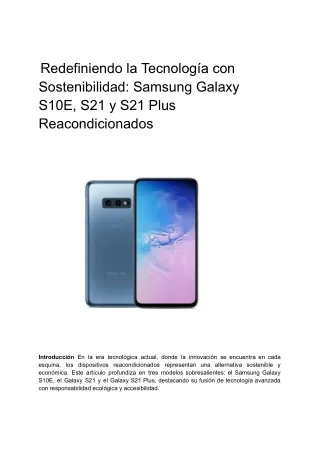 Redefiniendo la Tecnología con Sostenibilidad: Samsung Galaxy S10E, S21 y S21 Pl