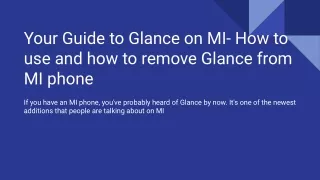 Your Guide to Glance on MI- How to use and how to remove Glance from MI phone