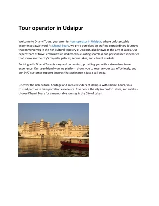 Tour operator in Udaipur