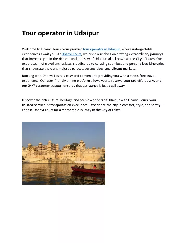 tour operator in udaipur
