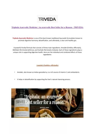 Triphala Ayurvedic Medicine | An ayurvedic Best Seller for a Reason - TRIVEDA