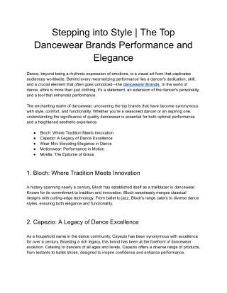 Stepping into Style _ The Top Dancewear Brands Performance and Elegance