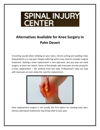 Alternatives Available for Knee Surgery in Palm Desert