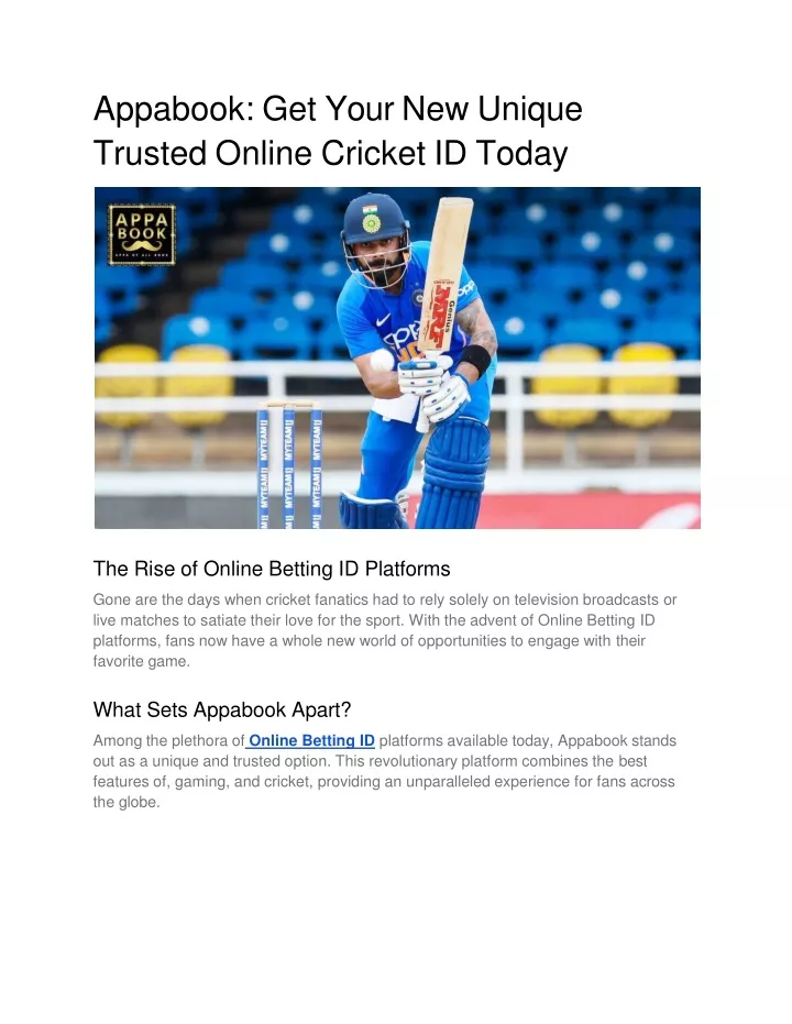 appabook get your new unique trusted online cricket id today