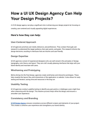 How a UI UX Design Agency Can Help Your Design Projects?
