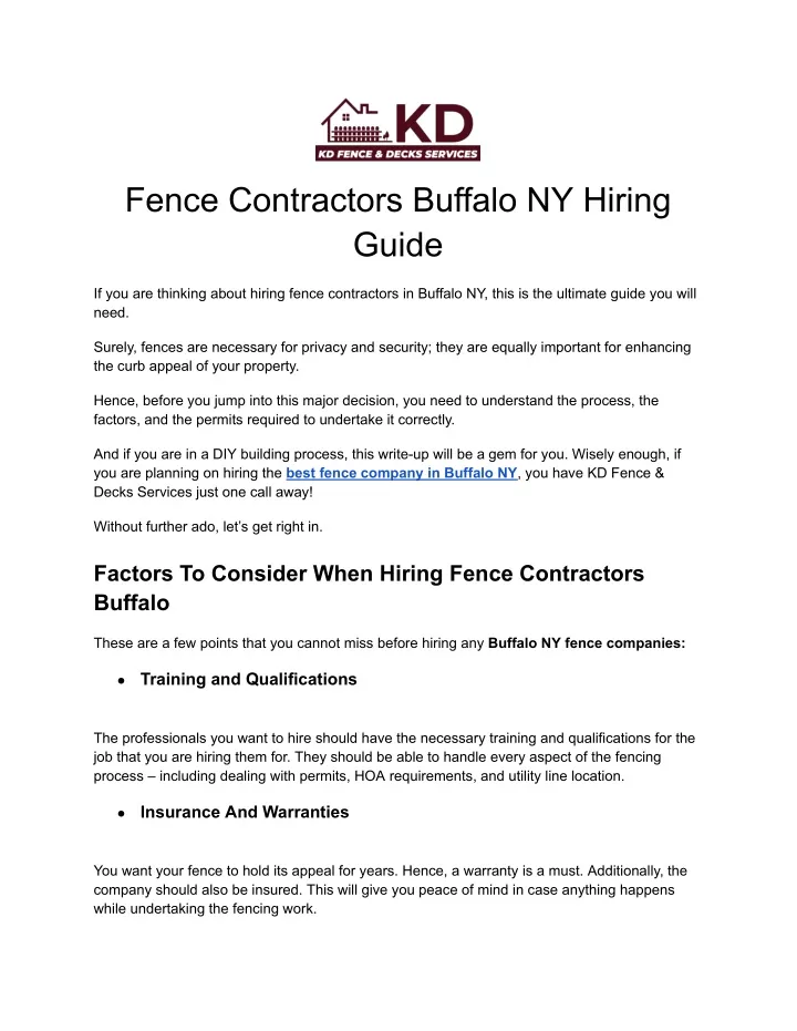 fence contractors buffalo ny hiring guide