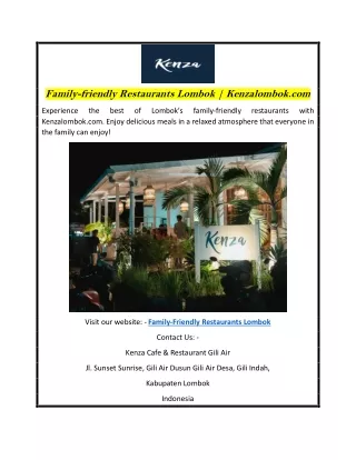 Family-friendly Restaurants Lombok | Kenzalombok.com
