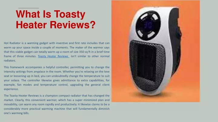 what is toasty heater reviews