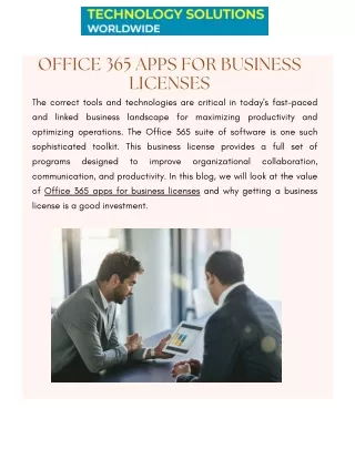 Get the Best Office 365 apps for business licenses | Technology Solutions World