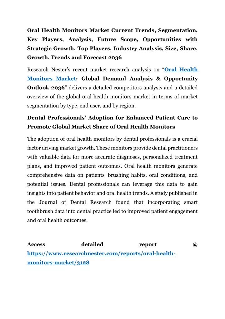 oral health monitors market current trends
