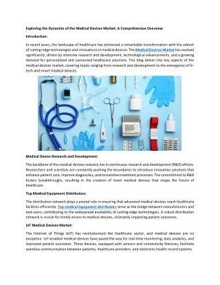 exploring the dynamics of the medical devices